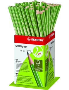 Stabilo GREENgraph Présentoir Avec 60 Lapices de Grafito - Mina HB 2.2mm - 100% Bois Cultivada de Forma Sostenible - Corps de Co