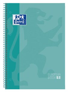 Oxford Europeanbook 1 Cahier Spirale Format A4+ Cuadriculado 5x5mm - 80 Feuilles - Banda de Couleur - Couvercle Extradura Brilla