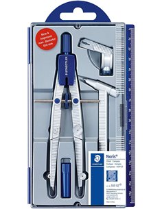 Staedtler Noris 550 02 Compas de Precision - Aguja et Mina Intercambiables - Mecanismo de Ajuste Rapide