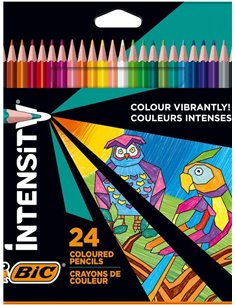 Bic Intensity Triangle Boîte de 24 Lapices Pour Colorear Triangulares - Mina de 3.20mm - Fabricados Sans Bois - Couleurs assorti