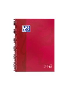 Oxford Europeanbook 1 Cahier Spirale Format A4+ Cuadriculado 5x5mm - 80 Feuilles - Banda de Couleur - Couvercle Extradura Brilla