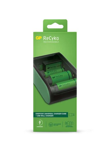 GP ReCyko Cargador USB Universal - Charge Pilas: AA, AAA, C, D et 9V