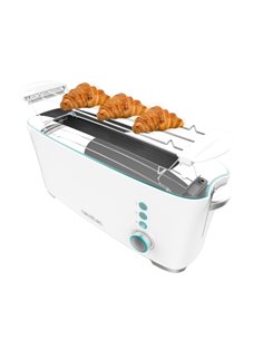 Cecotec Toast and Taste ExtraW Tostadora de Ranura Larga - 1000W - Ranura XL Extra Ancha - Calienta Panecillos - Funciones Desco