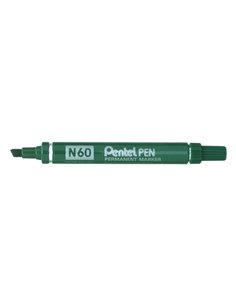 Pentel Pen N60 Feutre Permanent - Pointe Biselada Résistant et Durable - Résistant à Eau et Luz - Couleur Vert