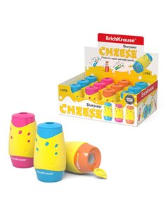 Erichkrause Cheese Sacapuntas Avec Deposito - 2 Orificios de 8 et 11mm - Design de Queso - Feuille de Acier al Carbono - Couleur