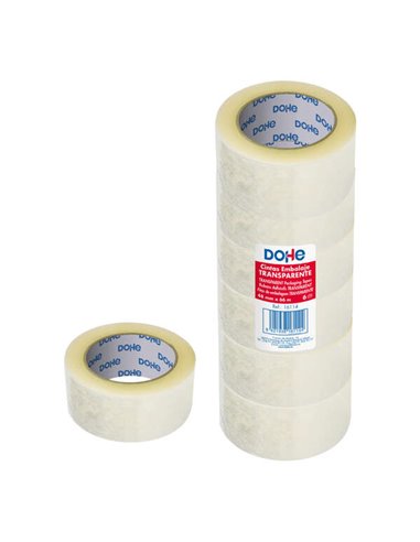 Dohe Pack de 6 Precintos de Polipropileno - Dimensions 48mm x 66m - Transparent
