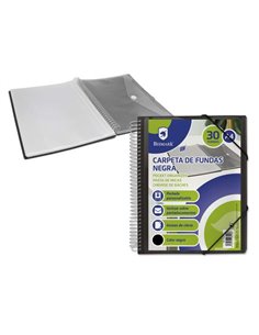 Bismark Chemise Avec 30 Fundas Transparentes - Format A4 - Comprend Sobre Portadocumentos - Fermeture de Gomas