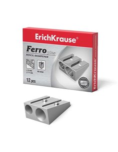 Erichkrause Ferro Plus - Sacapuntas Double de Aluminium - Agarre Ergonomique - Dos Agujeros de 8mm et 11mm - Cuchilla de Acier a