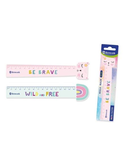 Bismark Règle 15cm Avec Decoraciones de Frases Motivadoras - Fabricada en Plastico - Idéal Pour Colegio - 2 Diseños Diferentes