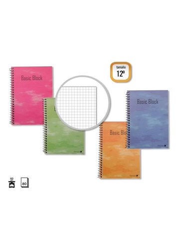 Golden Cahier Spirale 12º Natural (85x125mm) 80 Feuilles 60gr Cuadricula - Margen Remarcado - Couvercle Normal Plastificada - Co