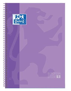 Oxford Europeanbook 1 Cahier Spirale Format A4+ Cuadriculado 5x5mm - 80 Feuilles - Banda de Couleur - Couvercle Extradura Brilla
