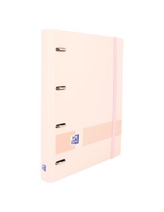 Oxford Live & Go A4+ Polyfoam Europeanbinder - Lomo de 45mm - Anillas de 4Dx35mm - Recambio 5x5 - Couleur Rose Pastel