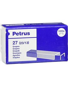 Petrus Boîte de 1000 Agrafes 23/13 Cobreadas - Jusqu'à 100 Feuilles - Patilla de 13mm