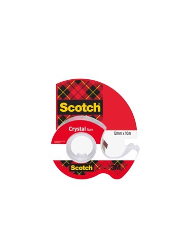 Scotch Crystal Ruban Adhesiva 12mm x 10m - Comprend Dispensador - Supertransparente
