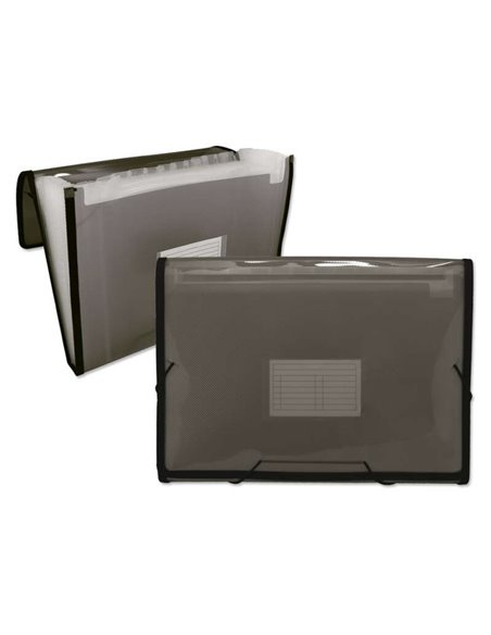 Ingraf Chemise Frame Fuelle 13 Departamentos Taille A4 - Polipropileno Translucido - Gomas et Solapas - Couleur Gris