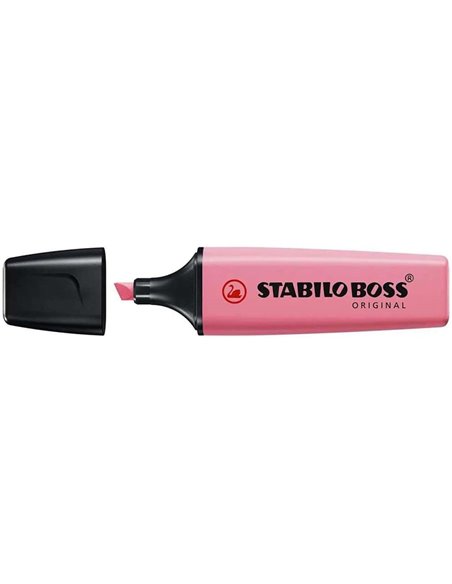 Stabilo Boss 70 Pastel Marqueur Fluo - Trait entre 2 et 5mm - Rechargeable - Encre Avec Base de Eau - Couleur Rose Cerezo en Flo