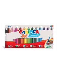 Carioca Joy Superlavable Pack de 36 Feutres - Pointe Fina 2.8mm - Pointe Bloqueada - Couvercle Ventilada - Couleurs assorties