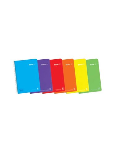 Enri Plus Cahier Spirale Format Cuarto 1 Linea - 80 Feuilles 90gr Avec Margen - Cubierta de Plastico - Couleurs assorties