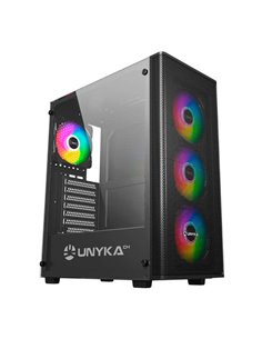 Unykach MIR 100 Boîte Gaming ATX, Micro ATX, ITX - Latéral de Vidrio Templado - USB-À 2.0, 3.0 et Audio - 4 Ventiladores 120mm A
