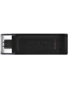 Kingston DataTraveler 70 Memoria USB Tipo C 64GB - USB-C 3.2 Gen 1 - Avec Couvercle - Couleur Noir (Pendrive)
