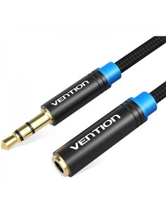 Vention Câble Alargador Estereo Jack 3.5 Mâle à Jack 3.5 Femelle - 1.5m - Couleur Noir