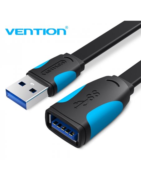 Vention Câble Alargador plano USB 3.0 Mâle à USB Femelle - 0.5m - Couleur Noir et Bleu