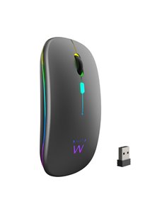 Ewent Souris Inalambrico - Receptor USB-À de 2.4GHz- Bluetooth 5.1 - Rechargeable - Luces RGB - 4 Botones - Batterie de Litio de