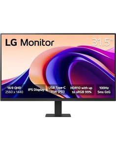 LG Monitor LED 31.5" IPS QHD HDR10 100Hz - Respuesta 5ms - Angulo de Vision 178º - 16:9 - HDMI, USB-C - VESA 100x100mm