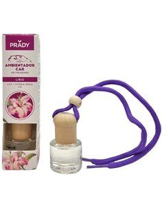 Prady Ambientador Coche Lily - Flacon de Cristal 6 ml et Cuerda Pour Espejo Retrovisor