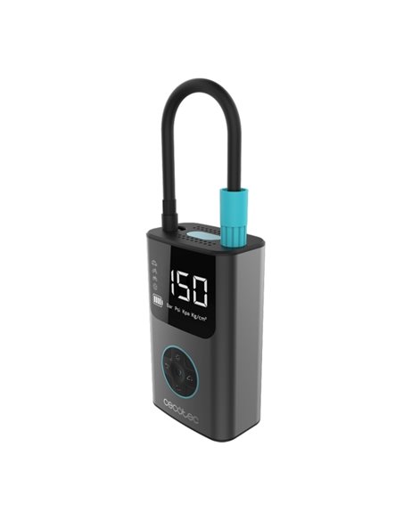 Cecotec Air Max Inflador Electrico - 150psi de Presion Maxima - Compatibilidad Multiple - Double Batterie de Litio 2000mAh - USB