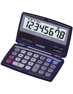 Casio SL-100VERA Calculadora de Poche Tipo Concha - Écran LC Extra-grand de 8 Digitos - Funcion Conversor de Euros - Couleur Ble