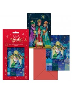 Dohe Nativity Pack de 8 Tarjetas de Felicitacion Navideña Avec Sobre - 2 Modelos Distintos - Taille 12,2x23,5cm - Papier Offset 