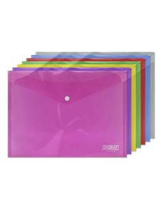 Ingraf Pack de 10 Sobres Avec Fermeture de Broche - Polipropileno - Taille A4 - Couleurs assorties