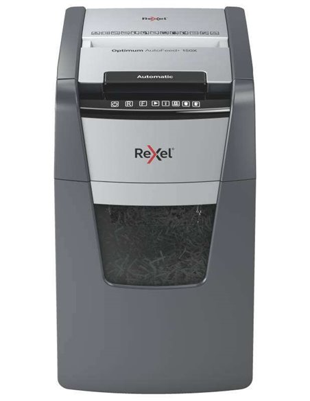 Rexel Optimum Autofeed 150X Destructora Automatica de Corte en Particulas P-4 - Autolimentacion de 150 Feuilles, Manual de 8 Feu