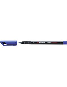Stabilo OHPen Feutre Permanent - Pointe Fina - Trait de 0.7mm - Agarre Antidérapant - Tapon Ventilado - Couleur Bleu