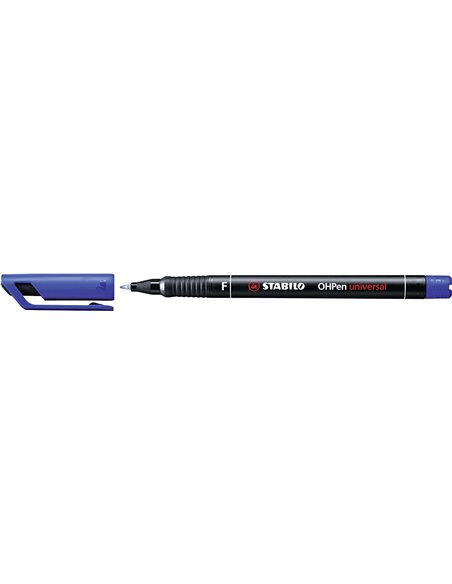 Stabilo OHPen Feutre Permanent - Pointe Fina - Trait de 0.7mm - Agarre Antidérapant - Tapon Ventilado - Couleur Bleu