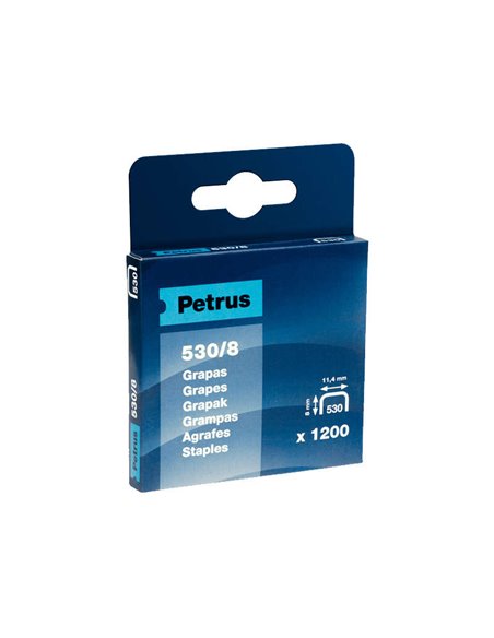Petrus Boîte de 1200 Agrafes 530/8 Cobreadas Pour Clavadora - Patilla de 8mm