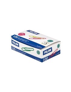Milan Boîte de 100 Clips Metalicos Plastificados 33mm - Couleurs assorties