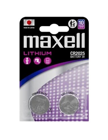 Maxell Pack de 2 Pilas Litio de Boton CR2025 3V