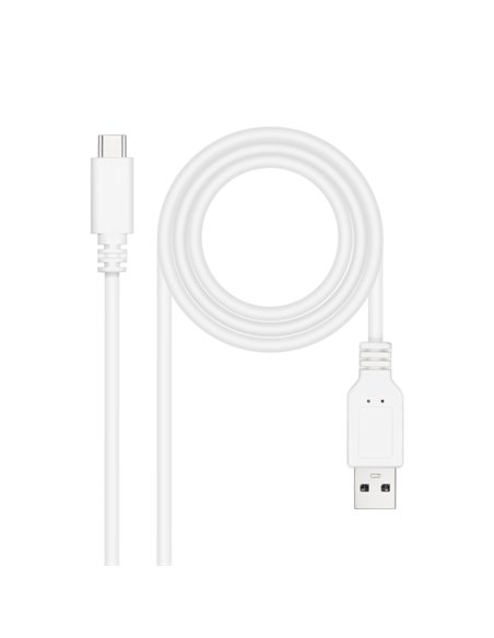 Nanocable Câble 2.0 3A USB-C Mâle à USB-À Mâle - Longueur 1m - Couleur Blanc