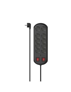 Hama Regleta Alimentation Avec 10 Tomas - Potencia Maxima 3500W - Voltaje 230V - Câble 2m - Interruptor de Encendido - Enchufe S