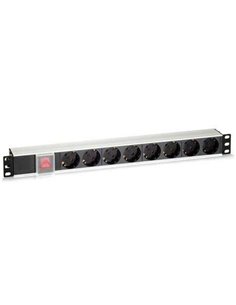 Cromad Regleta 8 Shuckos Pour Montaje en Rack 19" 1U - Interruptor On/Off - Carcasa de Aluminium - Câble de 1.80m