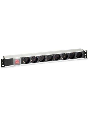 Cromad Regleta 8 Shuckos Pour Montaje en Rack 19" 1U - Interruptor On/Off - Carcasa de Aluminium - Câble de 1.80m
