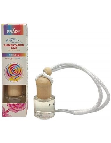 Prady Ambientador Coche Piruleta - Flacon de Cristal 6 ml et Cuerda Pour Espejo Retrovisor
