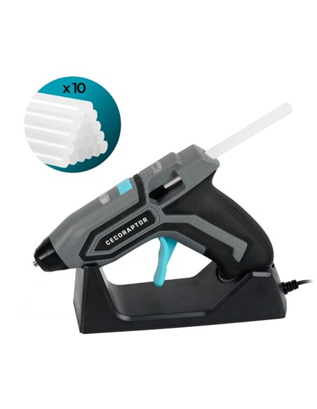 Cecotec CecoRaptor Perfect Fix 360 X‑Treme Pistola de Cola Termofusible - Autonomie 30min - Base de Charge - Batterie 1.5Ah 3.7V