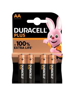 Duracell MN1500B4 Pilas Alcalinas AA LR6 1.5V Plus Power (4 unidades)