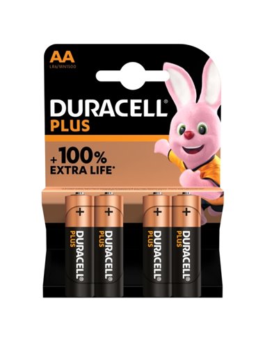 Duracell MN1500B4 Pilas Alcalinas AA LR6 1.5V Plus Power (4 unidades)