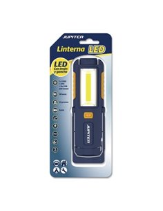 Jupiter Linterna de Travail LED+COB 250lm - Avec Iman et Gancho - Resistencia IP44 - Funciona Avec 4 Pilas AA (No Incluidas) - C