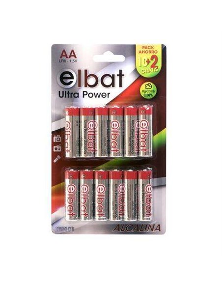 Elbat Pack de 12 Pilas Alcalinas LR6/AA