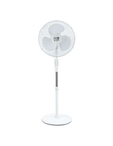 Muvip Ventilateur de Pie 45W 3 Aspas - 3 Velocidades - Altura e Inclinacion Ajustables - Base Reforzada - Couleur Blanc